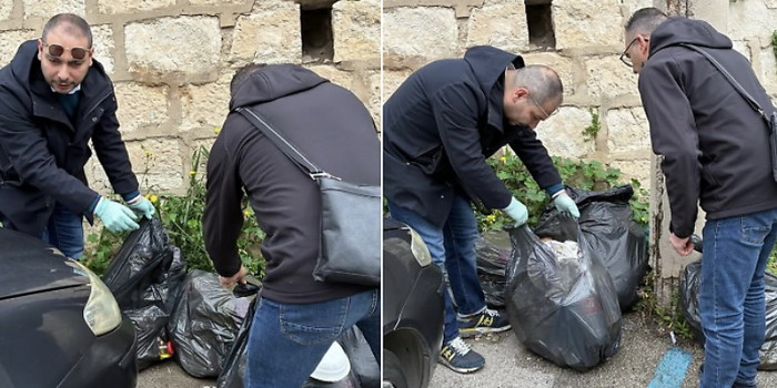 L’assessore all’ambiente di Comiso Alfano rovista tra i rifiuti e avvisa gli “sporcaccioni”: “Prima o poi busserò anche alla vostra porta”
