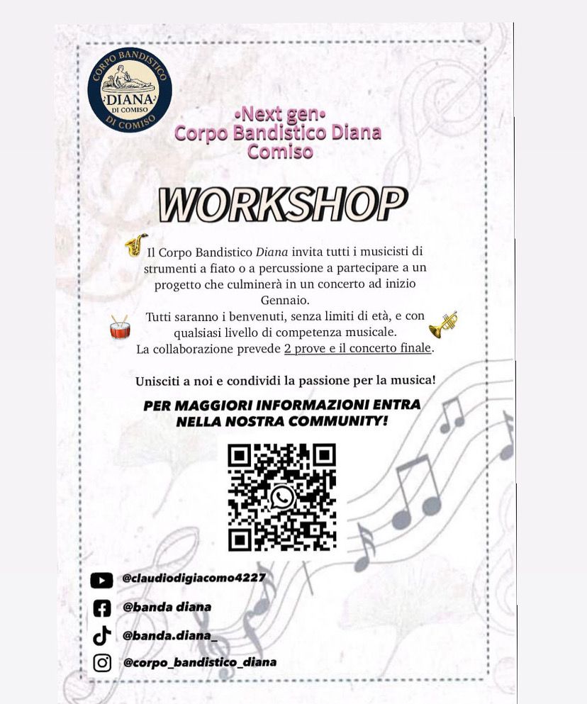 Comiso, work shop musicale per i cittadini: progetto della "Banda Diana"