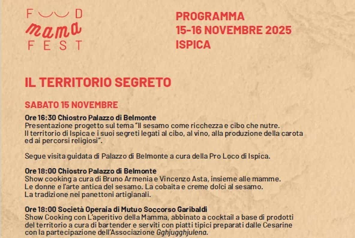 Food Mama Fest il 15 e il 16 novembre a Ispica - Quotidiano di Ragusa