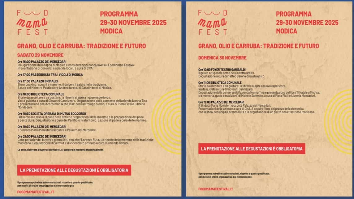 Il Food Mama Festival si conclude a Modica il 29 e il 30 novembre - Quotidiano di Ragusa
