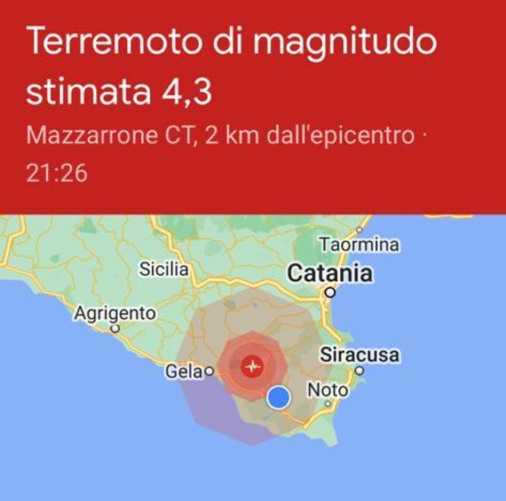 Fortissimo terremoto nel Sud Est. Avvertito a Vittoria, Ragusa, Modica e altri Comuni iblei