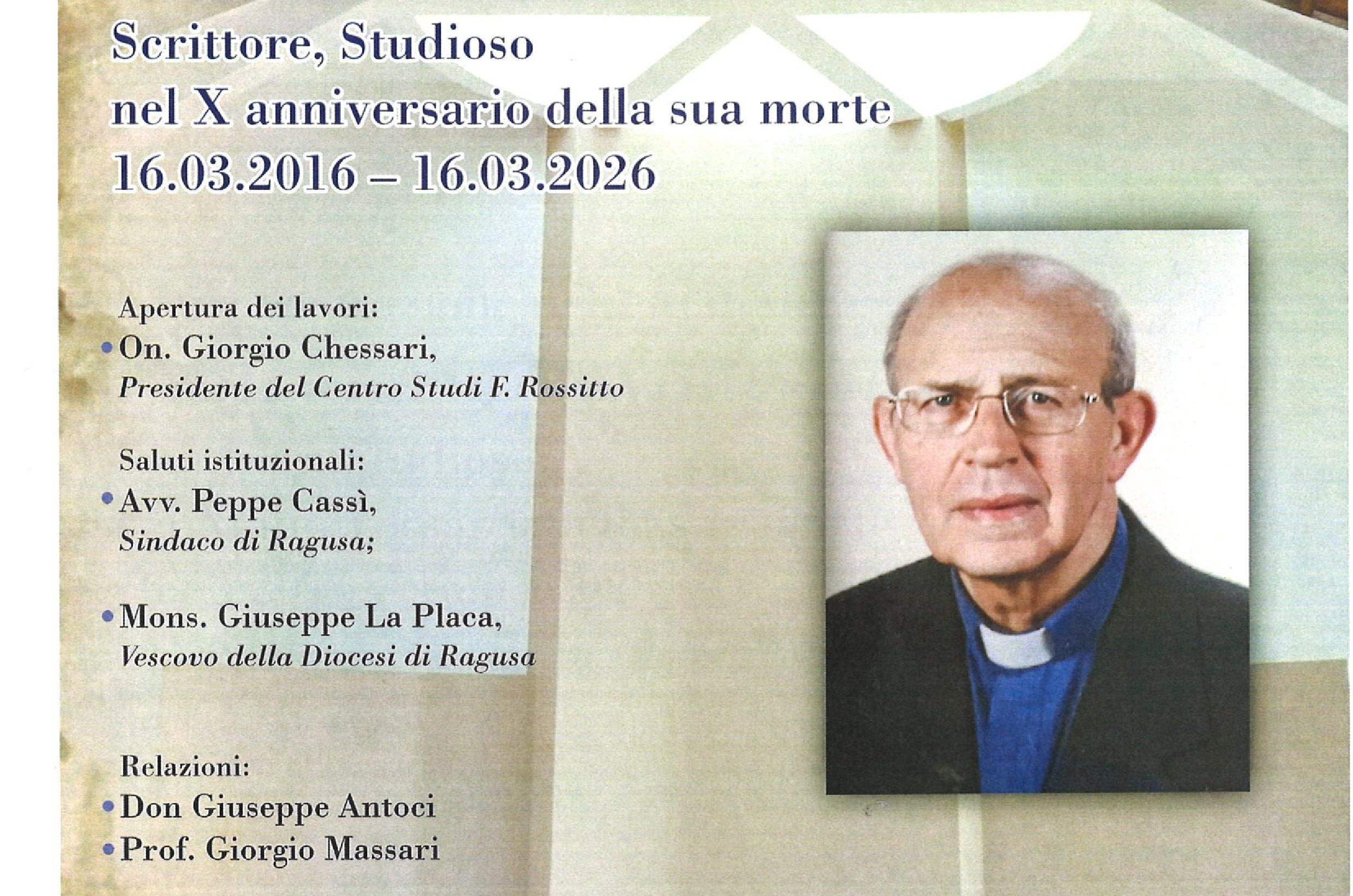 Ragusa ricorda don Mario Pavone al Centro Studi Rossitto nel decennale della morte