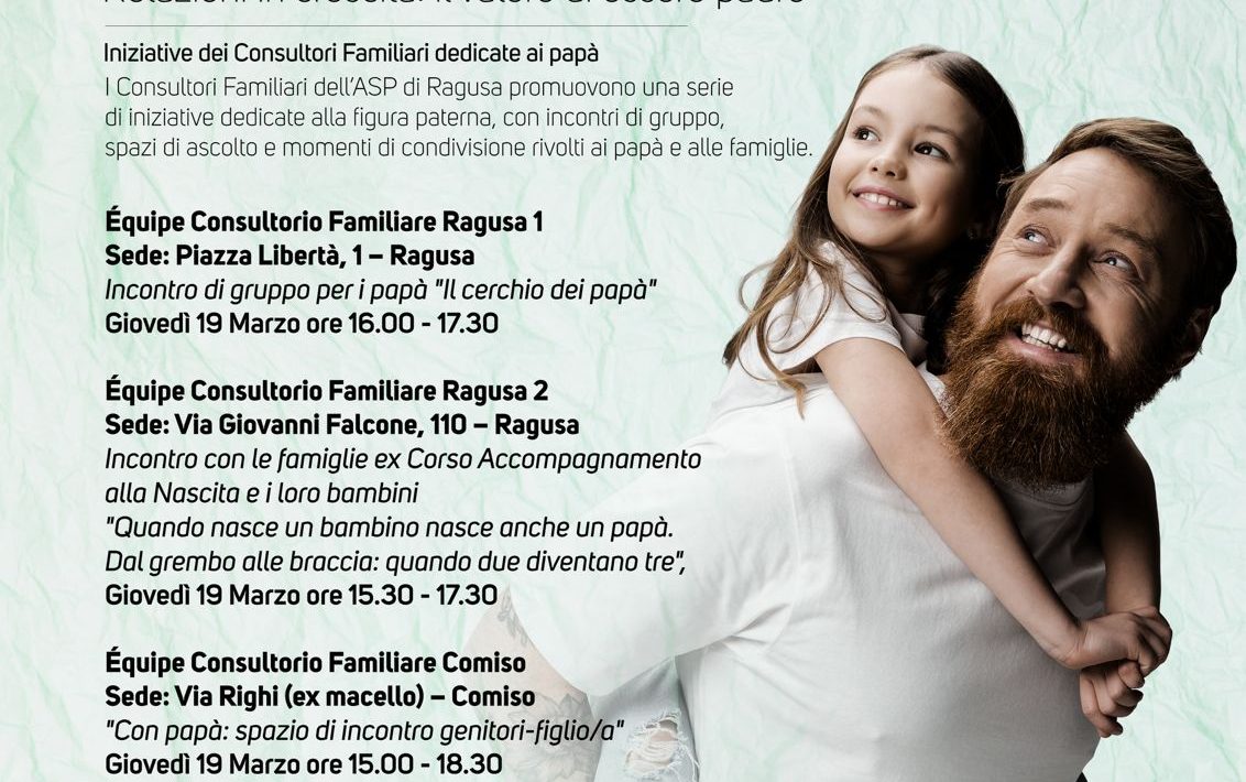 Festa del Papà: incontri e momenti di confronto nei consultori dell’ASP di Ragusa